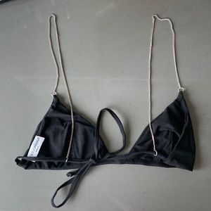 1990's Dolce & Gabbana Silver Chain Straps Bikini Swimwear in black